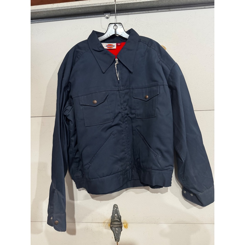 Dickies Eisenhower Work Jacket Navy Blue Red Quilted Lining Mens 54 Long XL XXL